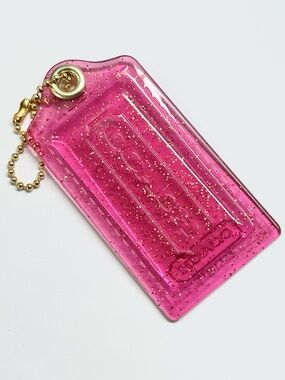 Coach Poppy Raspberry Clear with Gold Glitter Hang Tag 3 1/2 inches wide EUC